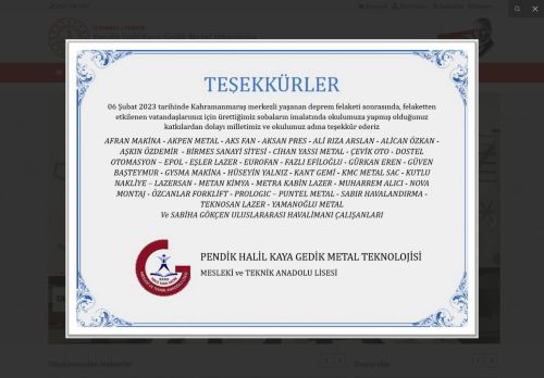 Pendik Halil Kaya Gedik Metal Teknolojisi Mesleki ve Teknik Anadolu Lisesi