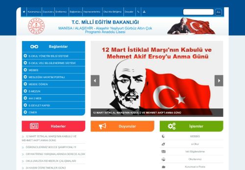 Alaşehir Yeşilyurt Gürbüz Altın Çok Programlı Anadolu Lisesi