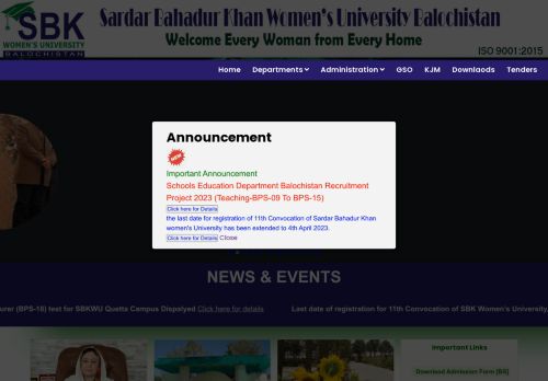 Sardar Bahadur Khan Women University, Quetta