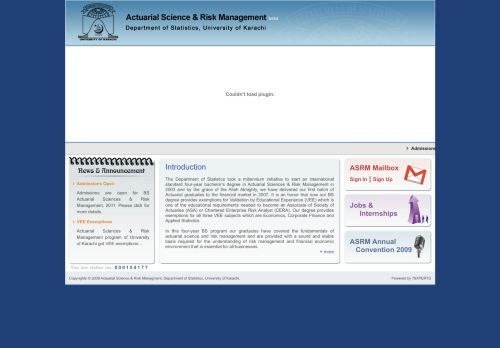 University of Karachi Actuarial Science & Risk Management Department of Statistics