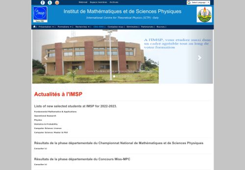 Institut de Mathematiques et de Sciences Physiques Porto Novo Benin